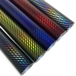 Pegatinas de vinilo de fibra de carbono de arco iris láser de alto brillo para coche, pegatinas para carrocería de motocicleta, cubiertas de película para coche, accesorios, envoltura, pegatina de aluminio