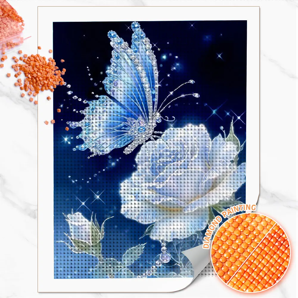 

Huacan Full Diamond Painting Butterfly Rose Diamond Mosaic Animal Flower Complete Kit Handmade Gift