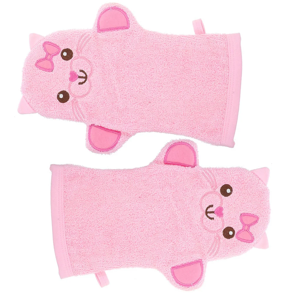 

2Pcs Cat Cartoon Baby Bathing Gloves Washcloths Soft Exfoliating Shower Mitts Body Scrubbers Portable Back Face Cleaning