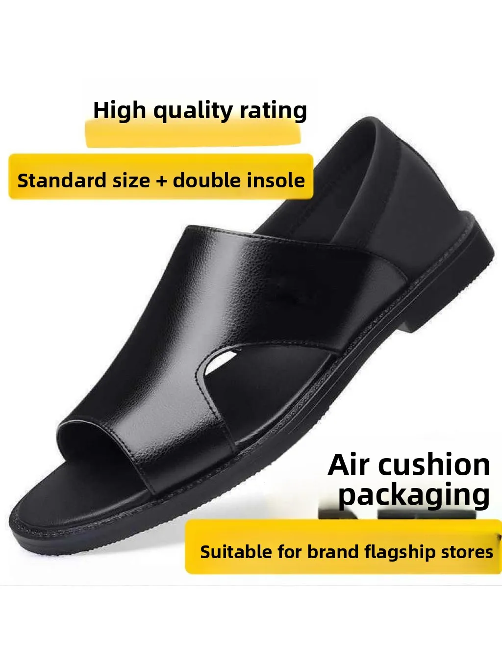 

Кожаные мужские сандалии, летние повседневные нескользящие мягкие боты, износостойкие слипоны для вождения Beach oes, дышащий плоский каблук