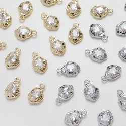 4PCS 14K Gold Plated Fashion Irregular Brass Zircon Pendant DIY Jewelry Necklace Making Supplies Material Accessories