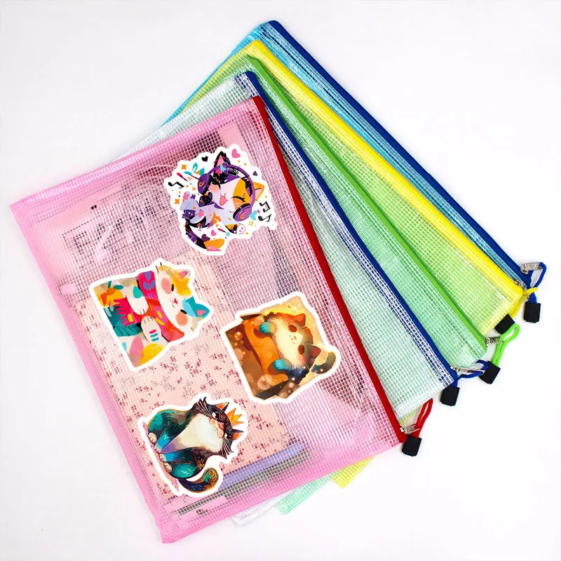 A4 Zippered File Bag For Documents, Cosmetics And Travel, Organizing And Storing Office Supplies, Student Use, Classic Color