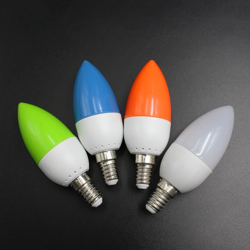 Bombilla LED de punta de vela, luz de vela de Color, E14