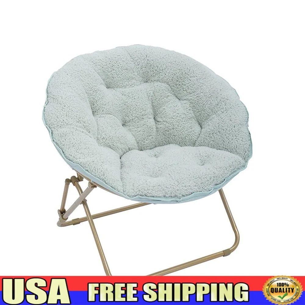 

Soft Velvet Saucer Chair Kids and Teens Portable Folding Accent Chair with Padded Seat and Durable Steel Frame