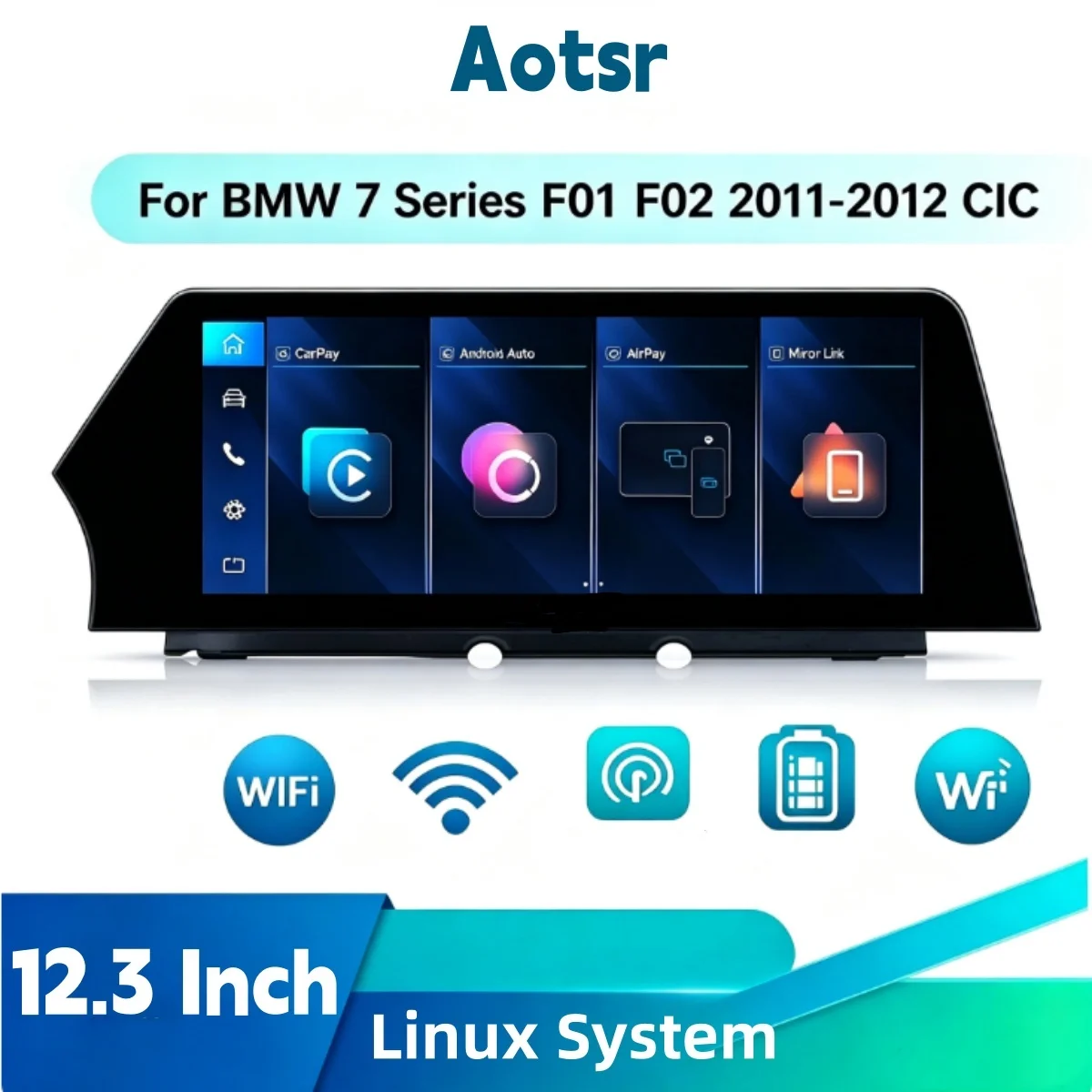 12.3inch For BMW 7 Series F01 F02 2011-2012 CIC Car Radio Multimedia Display Linux System Screen GPS Navigation Wireless Carplay