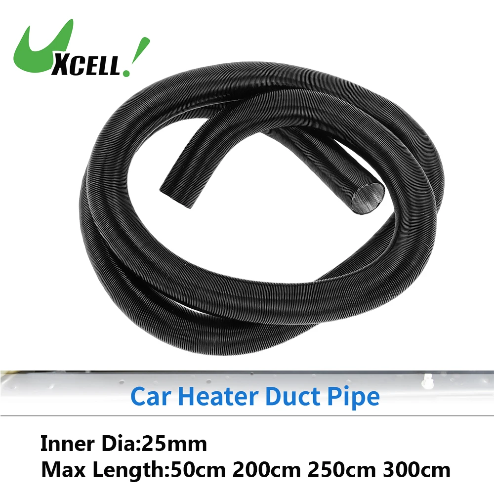 UXCELL Car Heater Duct Pipe 25mm ID 50cm 200cm 250cm 300cm Max Warm Air Ducting Hose Car Truck RV Bus Van Boat Aluminum Foil