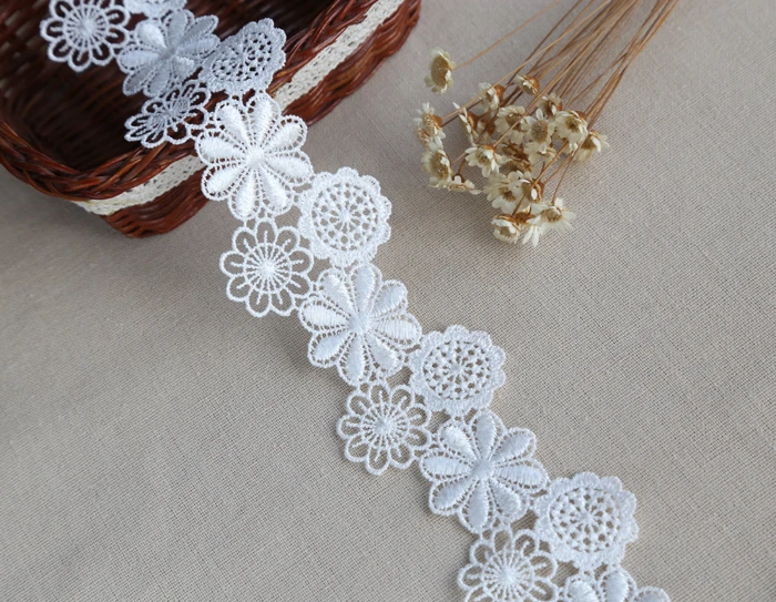 1Yard Wide: 4.3cm Polyester Silk Lace Bar Code Flower Embroider Water-Soluble Clothing Sewing Accessories(ss-2152)