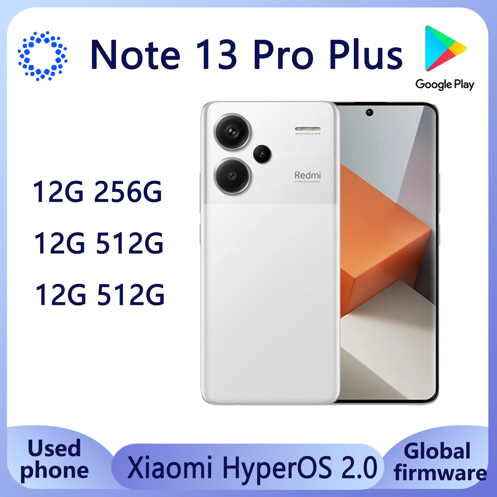 

Global Firmware Xiaomi Redmi Note 13 pro plus 5G Smartphone Celular MediaTek Dimensity 7200-Ultra 6.67 1.5K Used Phones