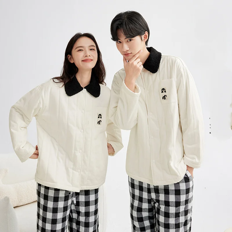 

Couple Pajamas Set Coral Velvet Warm Autumn Winter Women Men Flannel Thick Soft Sleepwear Outdoor Homewear Sets 2Pcs