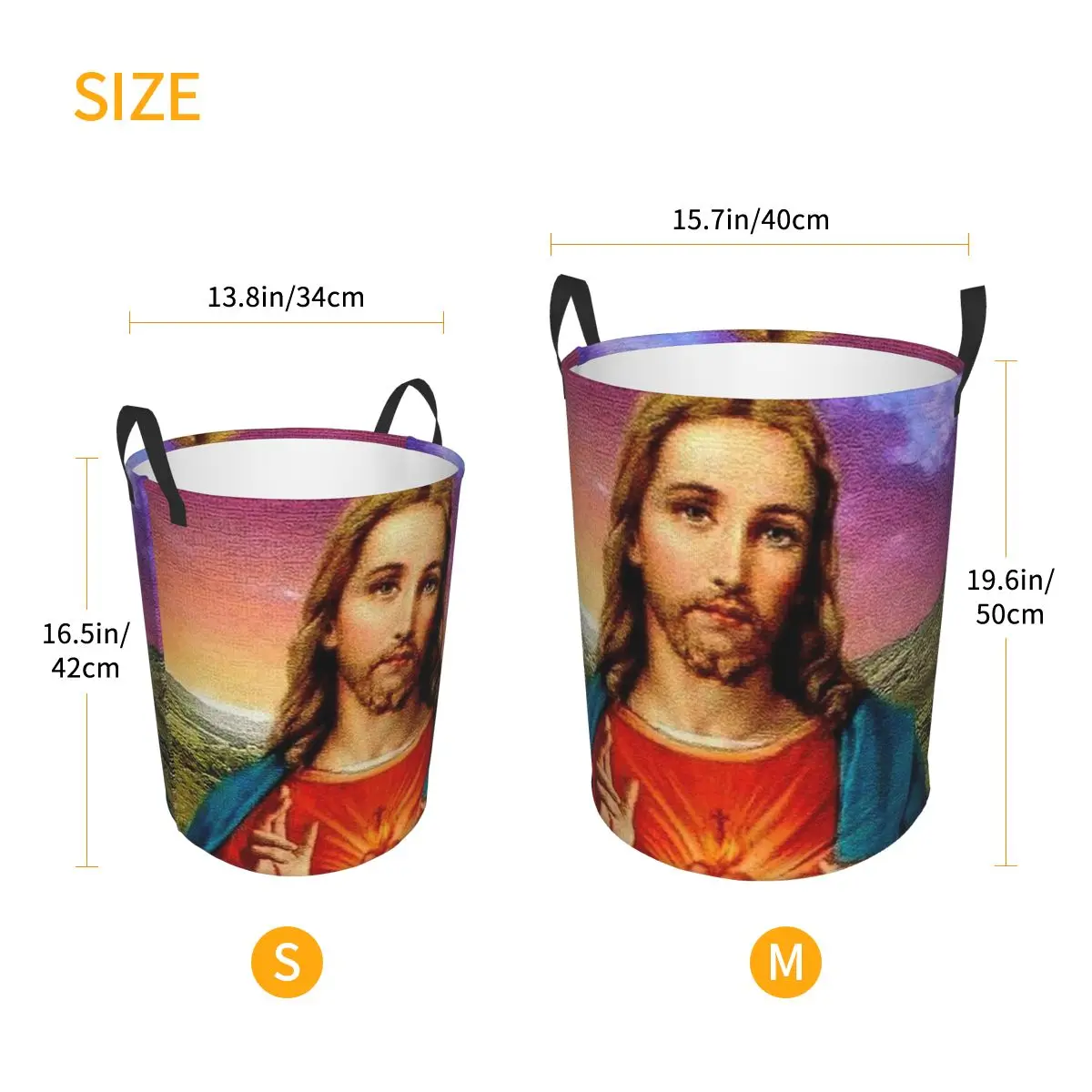 Sacred Heart Of Jesus Folding Laundry Baskets Dirty Clothes Toys Sundries Storage Basket Large Waterproof Box For Home Kids