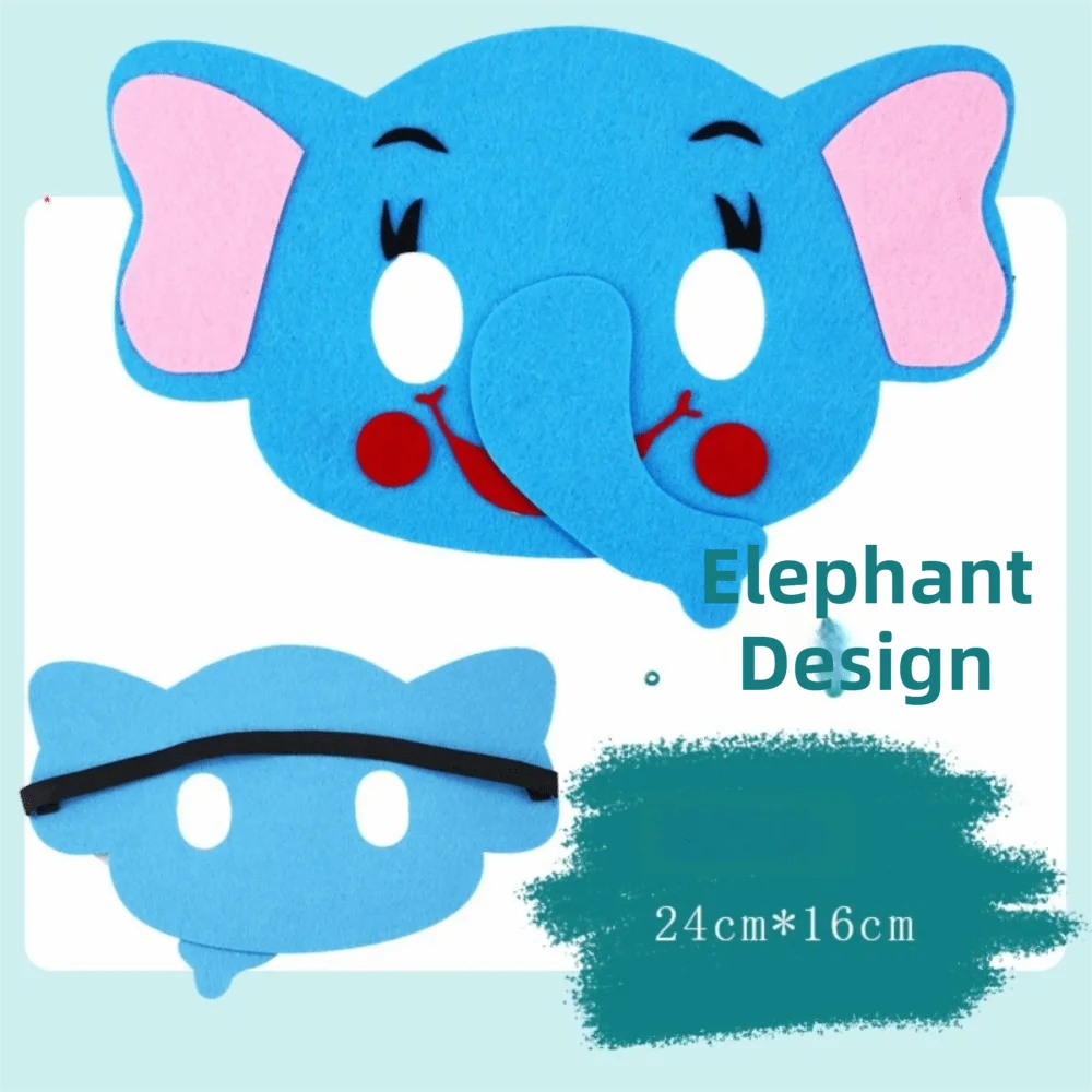 4 pezzi per bambini, maschera per animali in feltro, per bambini, materiale in feltro, mezza maschera per orecchie di animali, design dei cartoni animati