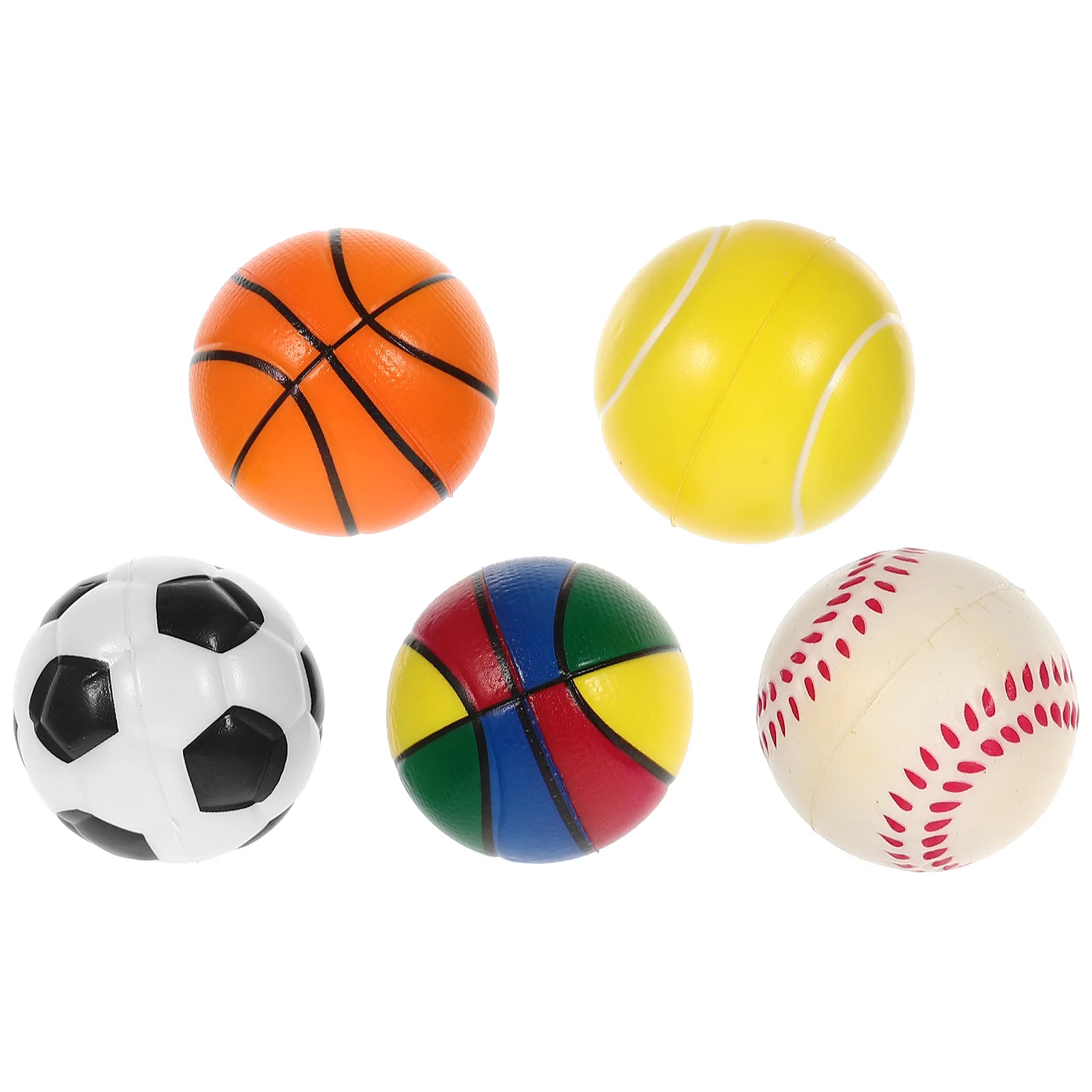 

5 Pcs Bouncy Ball Kids Toys Sports Party Favors Baseball Mini Basketball Stress Pu Sponge Soccer Balls