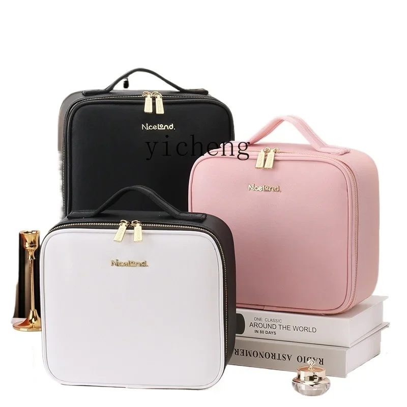 

XL cosmetic case with mirror LED cosmetic bag battery portable large capacity box storage case