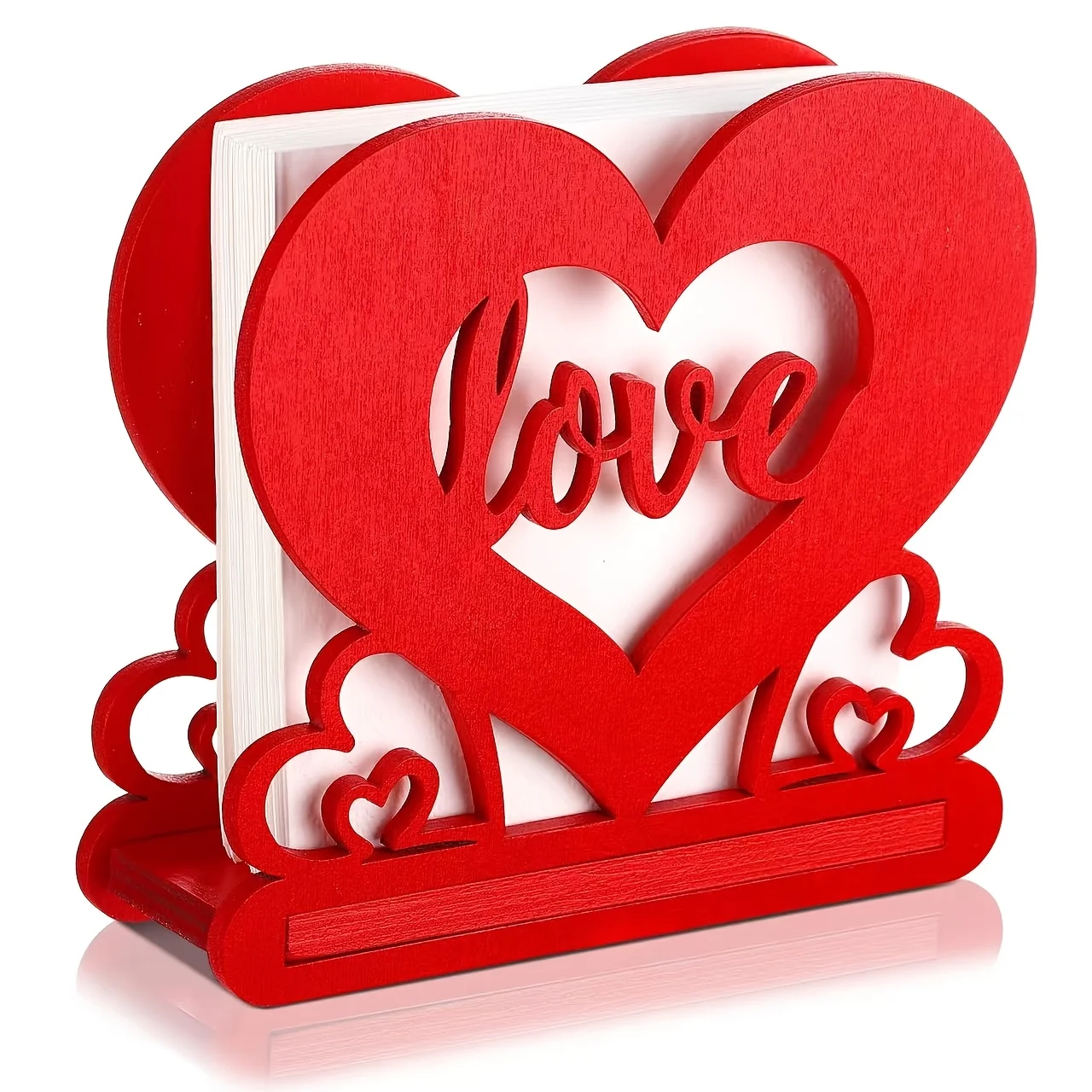 1-Piece Heart-Shaped Napkin Holder Wooden Tissue Dispenser Rustic Modern Style Napkin Holder Valentine's Day Decoration