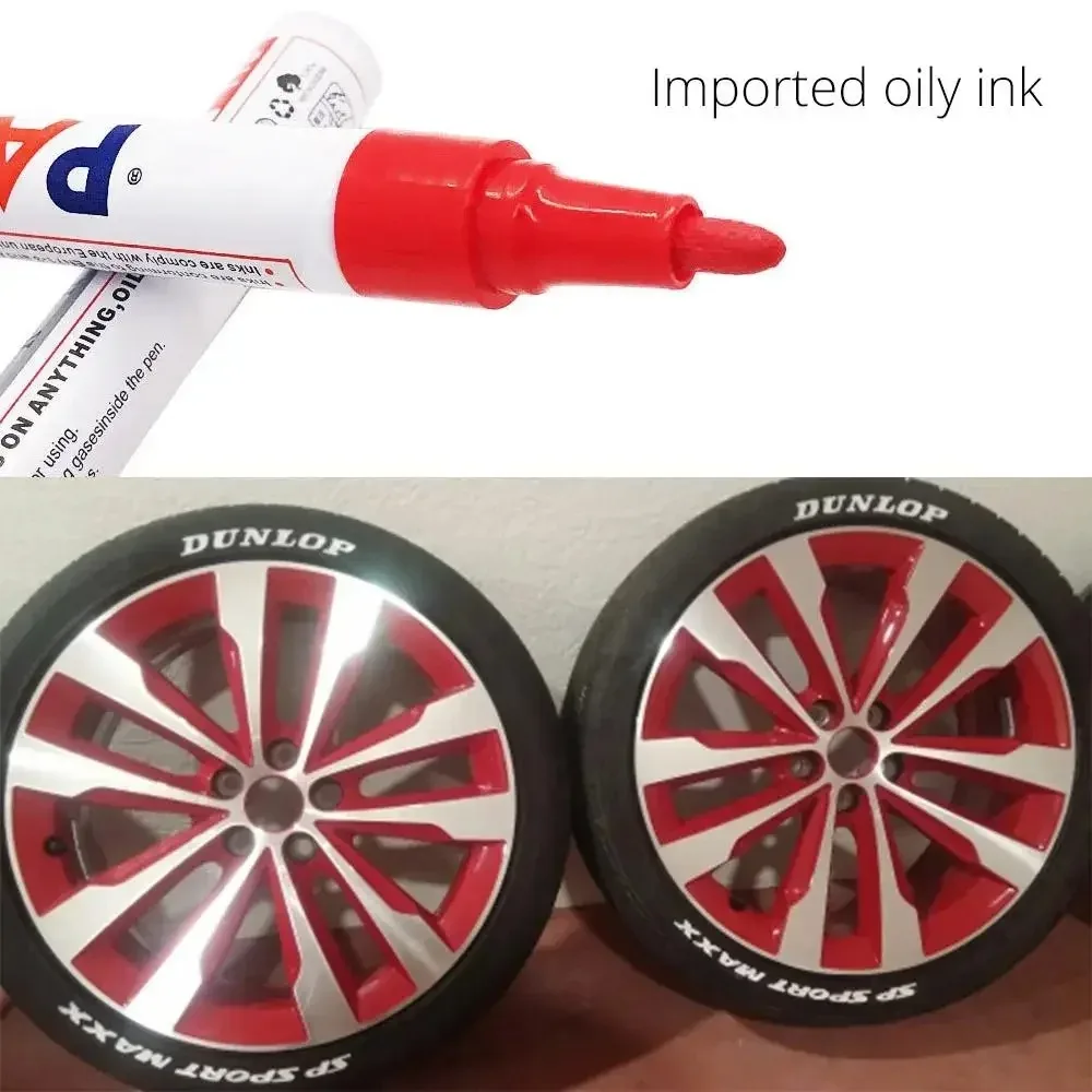 1pcs White Waterproof Cars Wheel Tire Oily Mark Pen Auto Rubber Tyre Paint Pen Cd Metal Permanent Paint Marker Graffiti Touch Up image 5