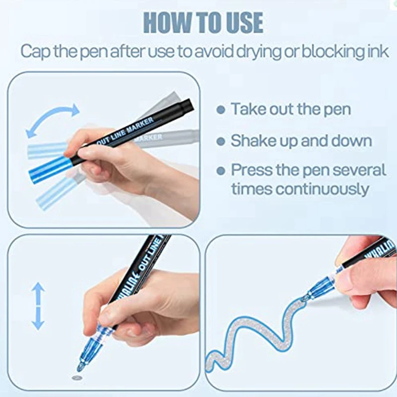 علامات مخطط معدني ، علامة طلاء أكريليك ، قلم طلاء ، قلم رسم لامع للخشب ، لوحة صخرية