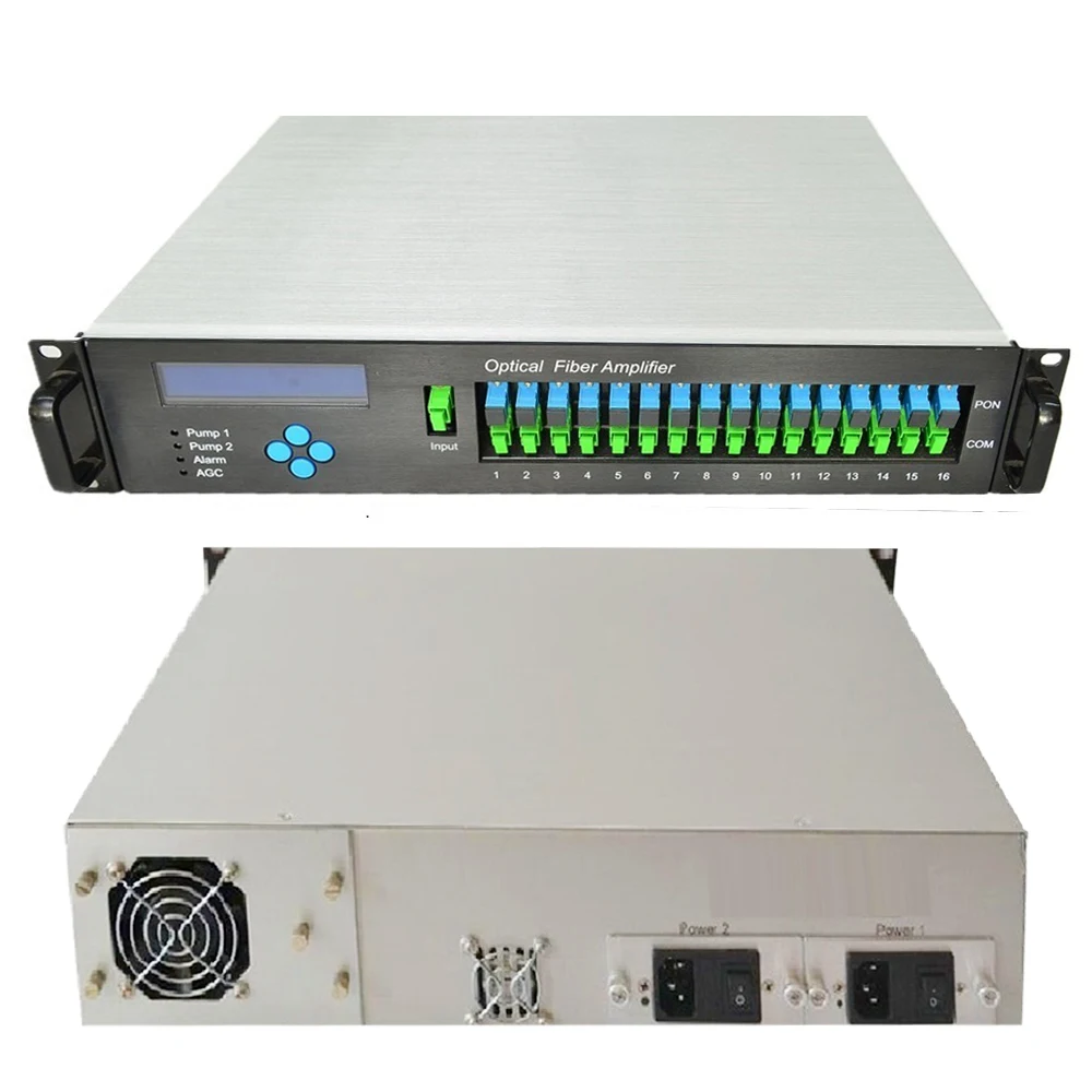 EDFA with Intelligent Temperature Control System FTTH SC/APC UPC 2U/3U CATV Network 1550nm 16x23/32x23dbm WDM Fibre Amplifier