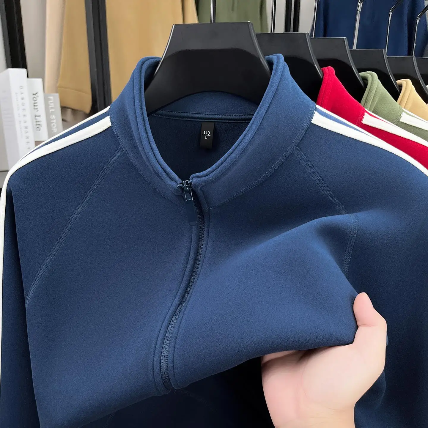 

Мужская утепленная куртка на флисовой подкладке, повседневный спортивный кардиган на молнии с воротником-стойкой, удобное пальто из полиэфирного волокна