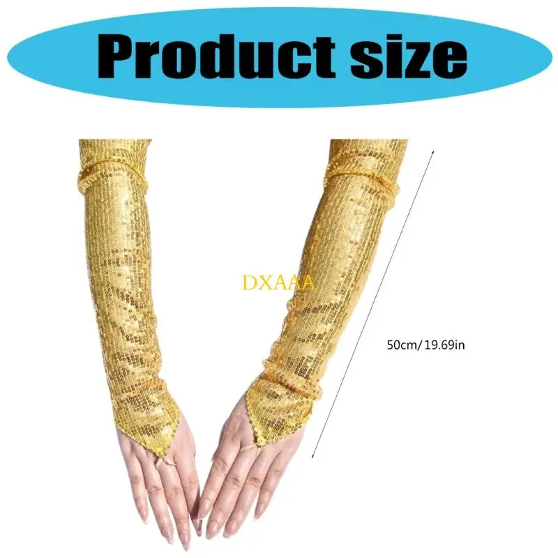 DXAA Glimmering Fingerless Gloves For Halloween Party Cosplay Costume Accessory Stage Role Play Polyester Fabric