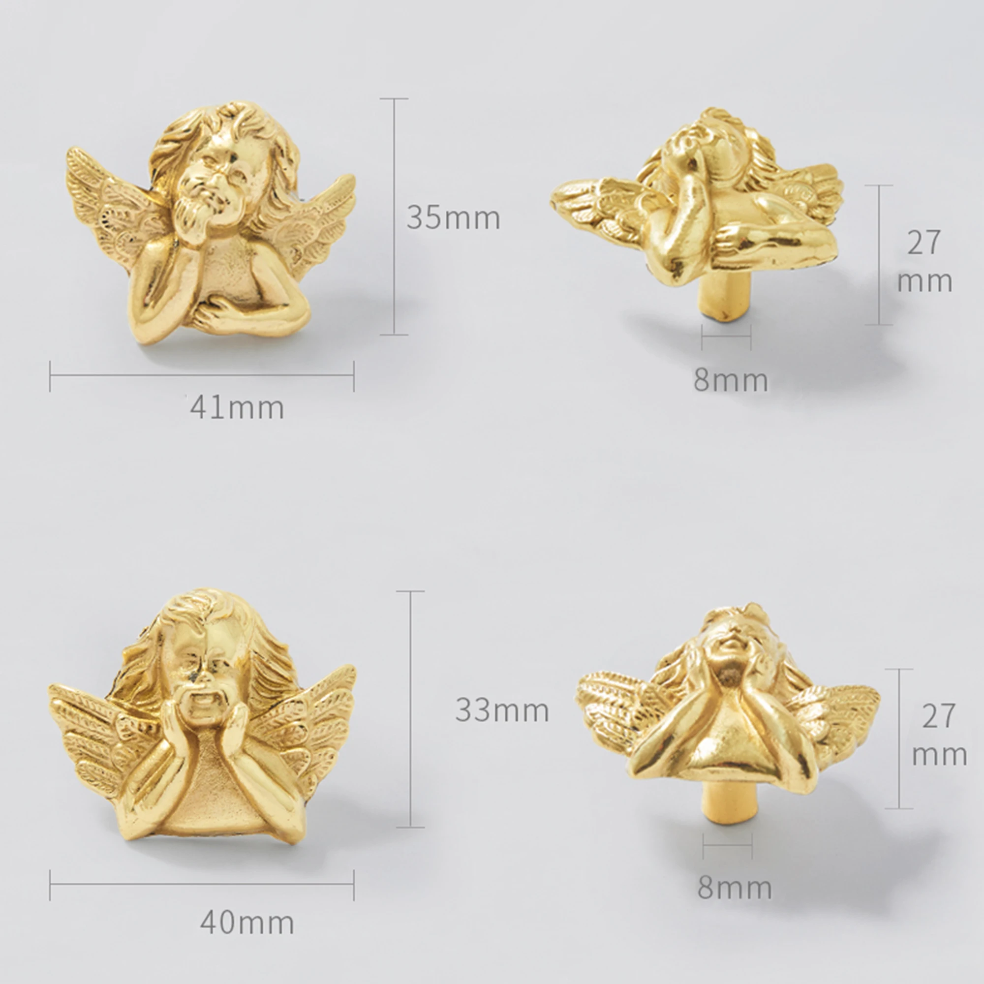 MFYS 1 PC Angel Shape Knobs for Cabinets and Drawers Creative Solid Brass Furniture Handles Hardware Home Decor Wardrobe Pulls