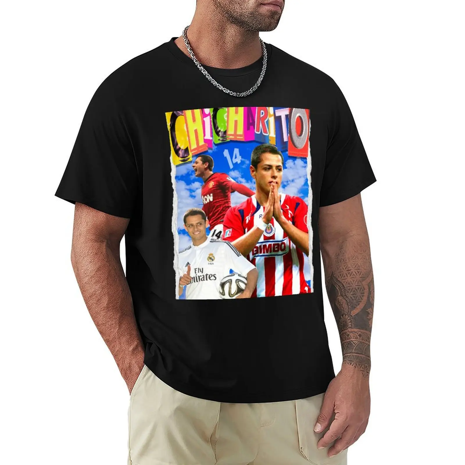

Chicharito CH14 Vintage Retro Design T-Shirt Comfortable Basic Crew Neck Tee