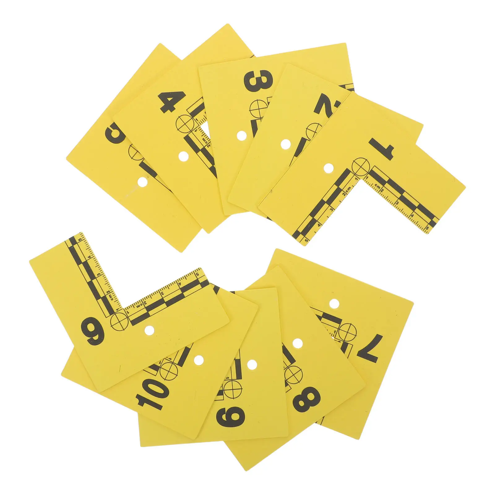 10pcs-evidence-scale-markers-lshaped-ruler-printed-on-each-card-weatherresistant-highvisibility-numbered-police-evidence