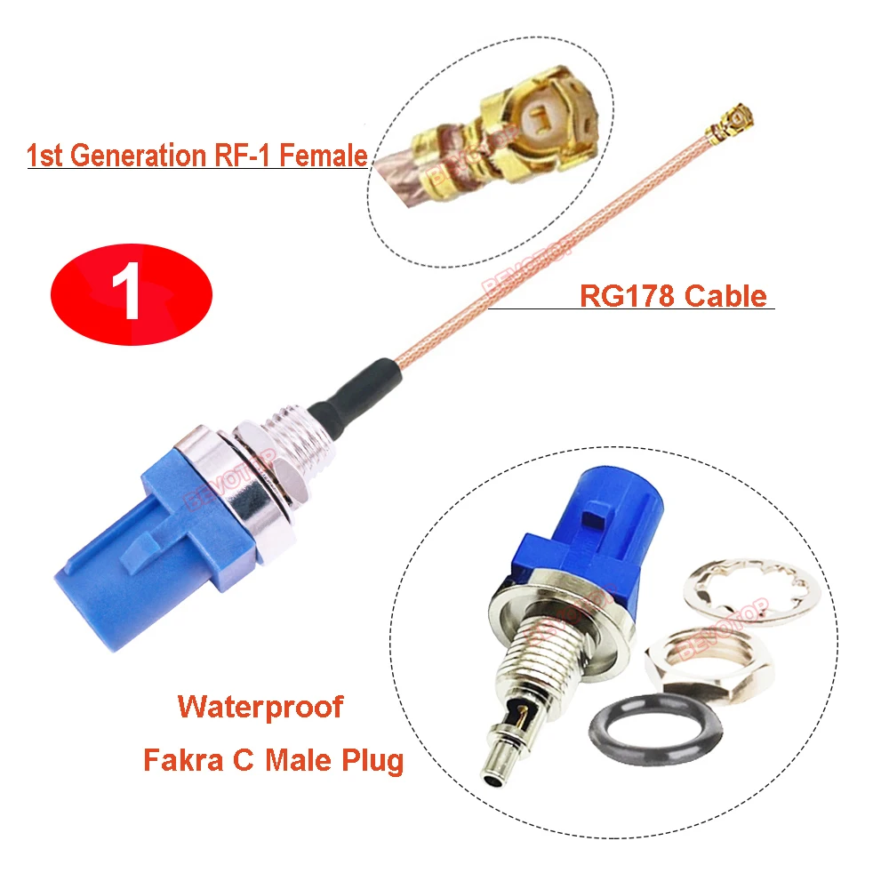 10PCS/LOT Fakra to RG178 Cable Waterproof Fakra Male Code C/D/Z to u.FL/RF-1Female Jack Antenna Pigtail Fakra to Ufl Jumpe