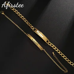 Personalized Stainless Steel Engrave Name Bracelet Custom Date Letter DIY Couple Bracelets For Girlfriend Lovers Birthday Gift