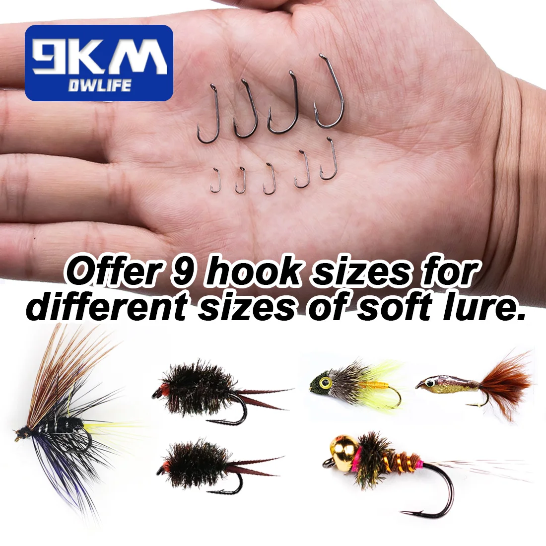 9KM Fly Fishing Hooks Micro Barbed Jig Hooks Fly Tying Materials Dry Nymph Strimp&Pupa Pupa Hooks Barbed Fishing Tackle 50Pcs