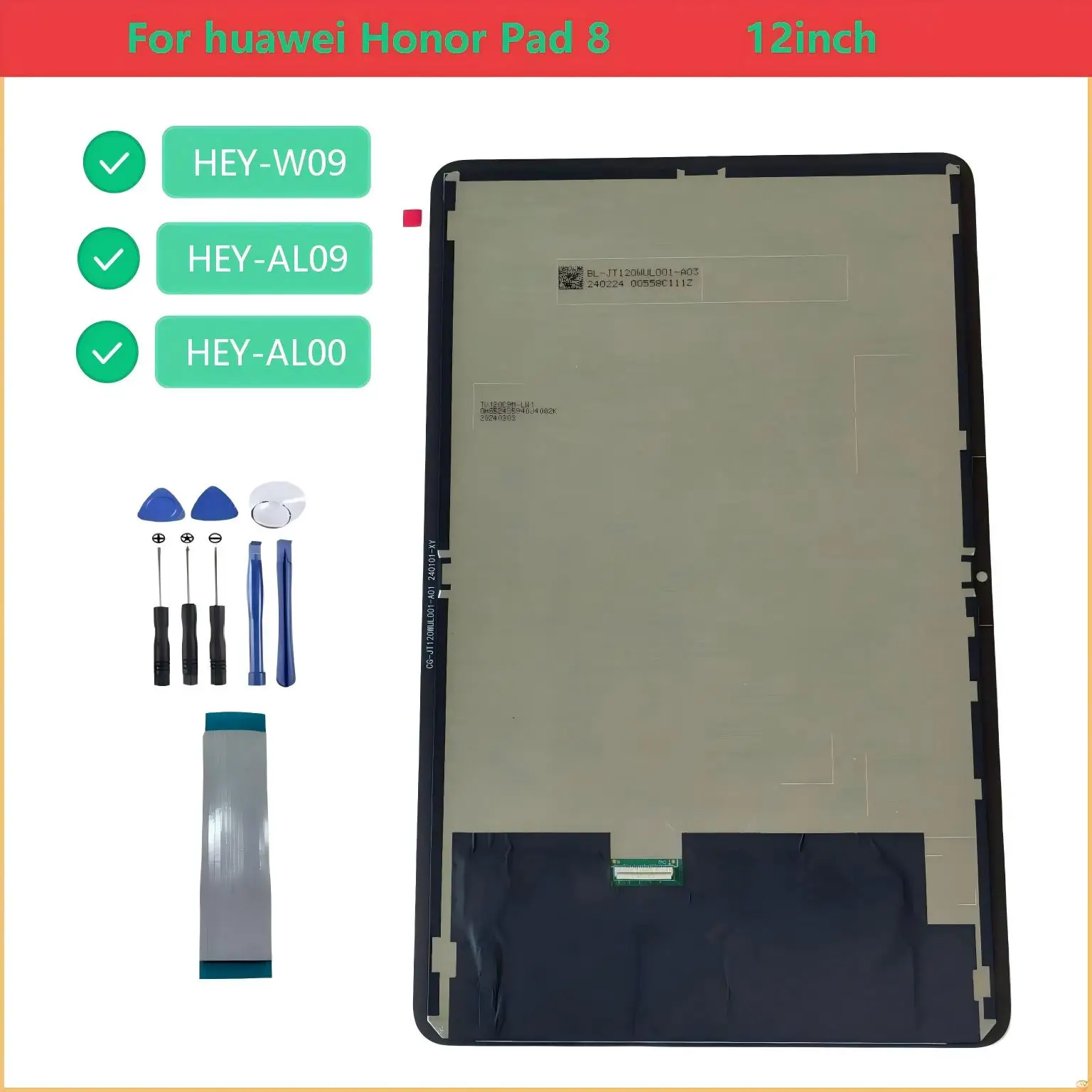 

NEW For Huawei Honor Pad 8 HEY-W09 HEY-AL09 HEY-AL00 12" LCD Display Touch Screen Digitizer Glass Assembly Repair Parts