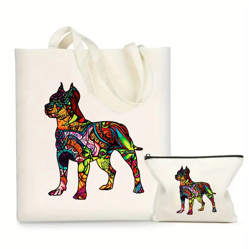 

Набор сумок с принтом Pitbull, модная сумка через плечо для женщин, сумка для покупок большой вместимости с кошельком для монет, подарок для женщин