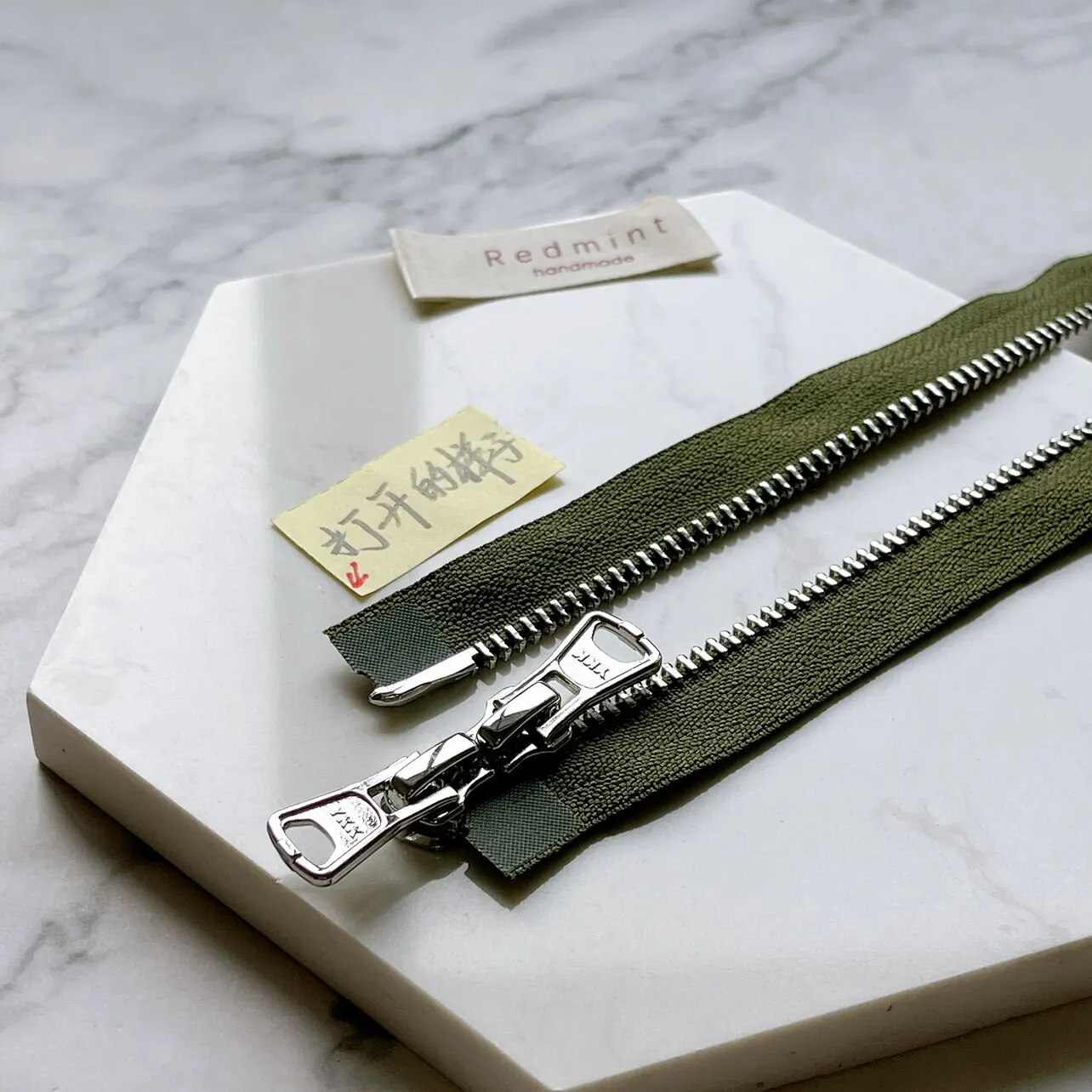 Premium 5 #YKK Zipper Bright Silver Double Head Open Tail Jacket Cardigan Top Sweater Sweater Wool Clothing Olive 566