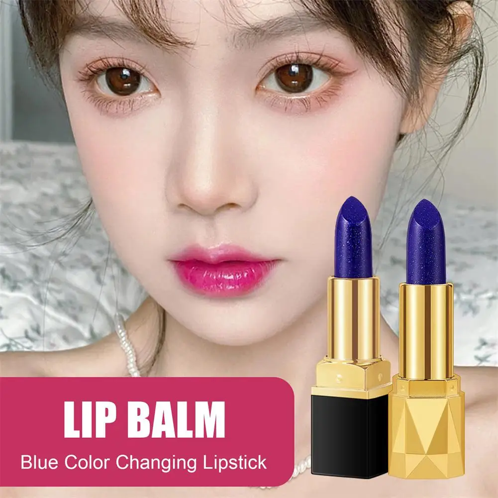 Rossetto che cambia colore blu balsamo per le labbra Magic Temperature Change Red Creamy Lip Gloss Base impermeabile trucco Beauty Cosmetic Stick