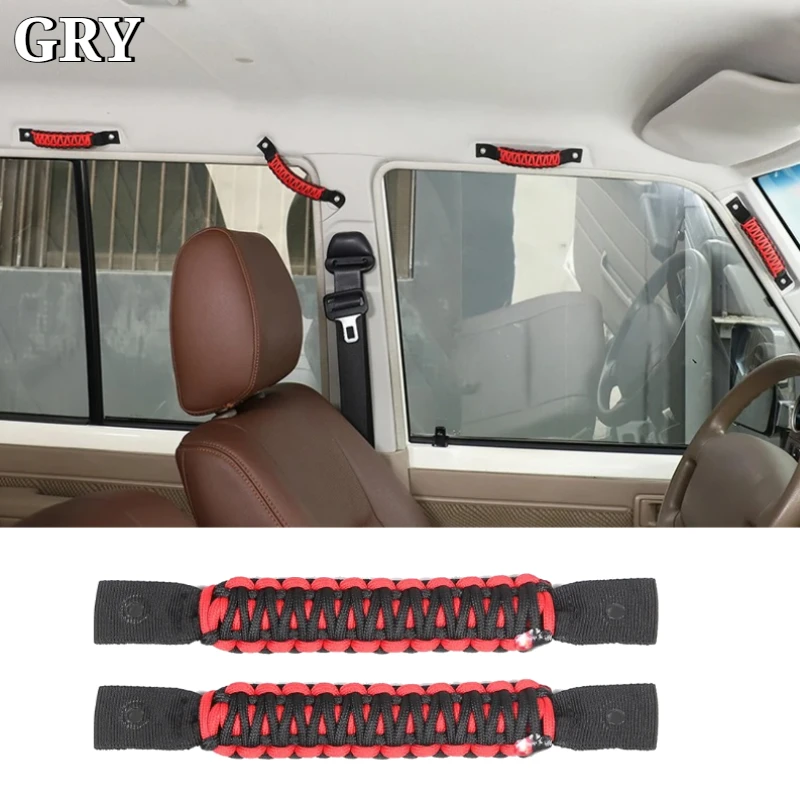 Car Inner Handle Braided Rope Trim For Toyota Land Cruiser LC76 2007-2026 Oxford Cloth Black Interior Car Accessories