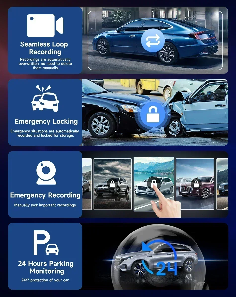 Srnubi 10,26" Dash Cam Rearview Wireless Carplay & Android Aut 4K DVR Navigation Player Dual Len Recorder Dashboard WIFI 5.0BT – Detail 15