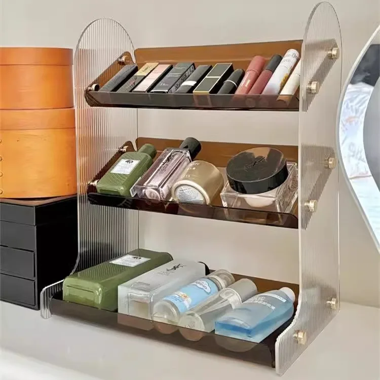 

Light Luxury Dresser Skin Care Products Cosmetics Storage Rack Desktop Shelf Washing Table Acrylic Storage