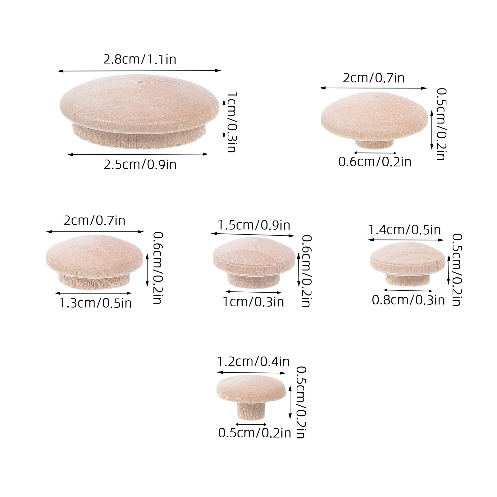 160Pcs Wood Plugs for Screw Holes Unfinished Furniture Repair Buttons Seamless Coverage for Cabinets Tables Chairs Beds Hardwood