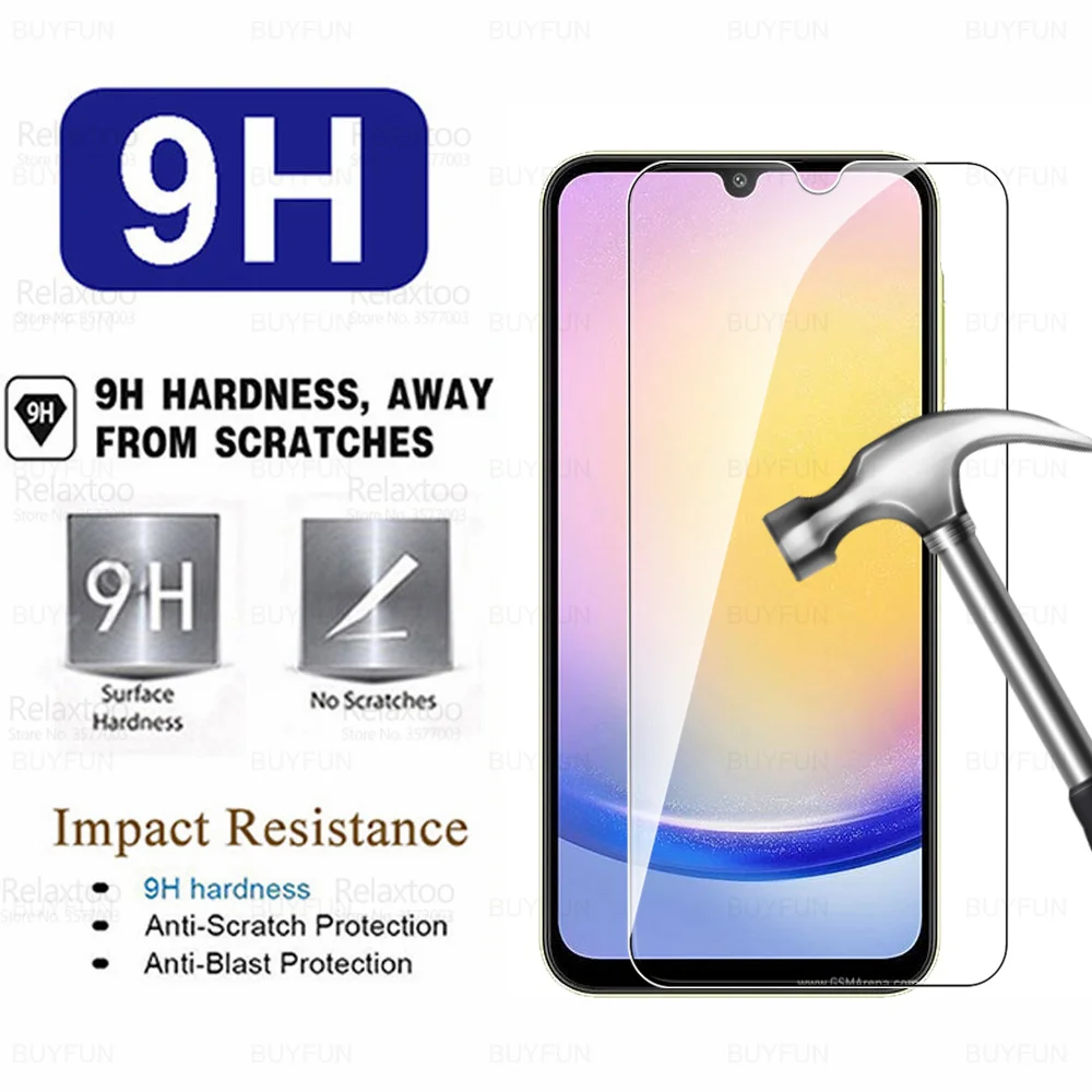 Protector de pantalla de vidrio templado para Samsung Galaxy A25, cubierta de vidrio de 6,5 pulgadas, 5G, Samsang Sumsung A 25 25A GalaxyA25 SamsungA25, 2 unidades