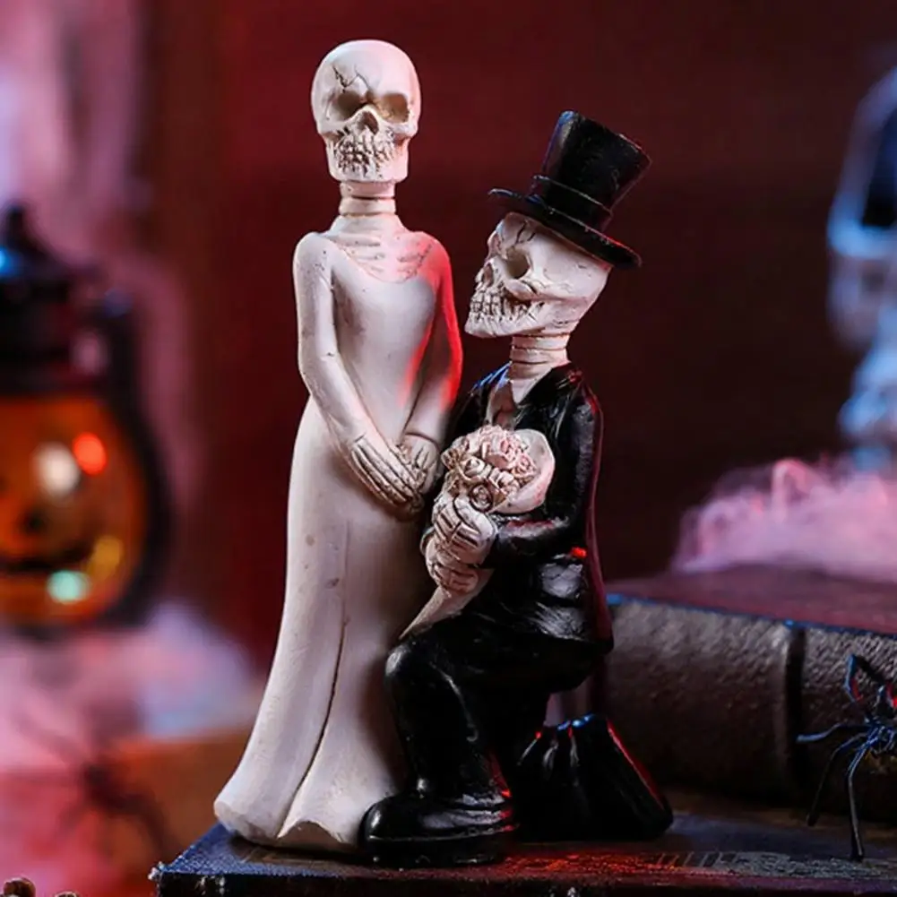 Skeleton Figurine Skeleton Decor Skeleton Bride Groom Figurine Resin Skull Statue Day of Dead Wedding Couple Sculpture Desktop
