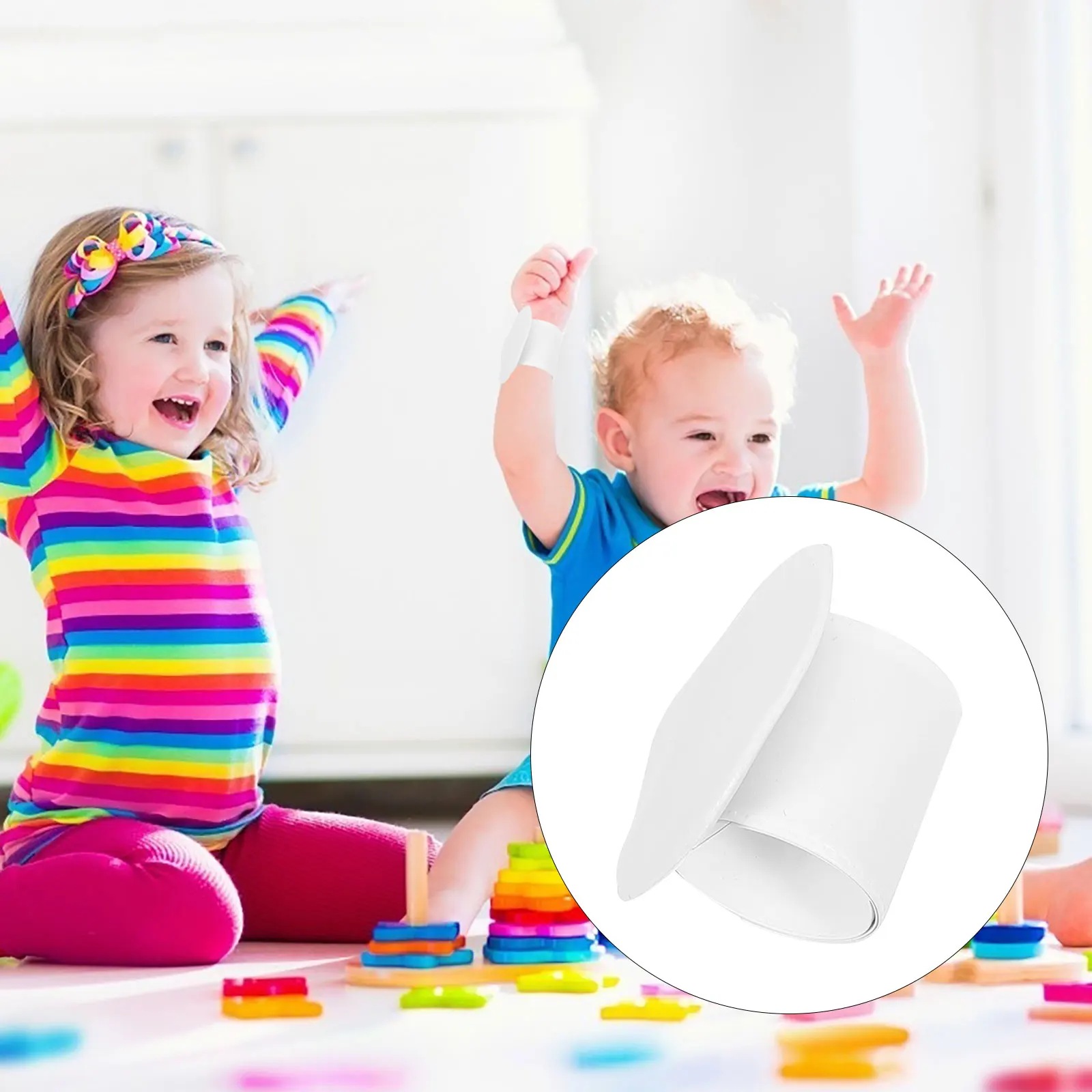 

20 Pcs Wristbands Pat Ring Bracelet Plain Blank Slap Bracelets Kids to Decorate White Child