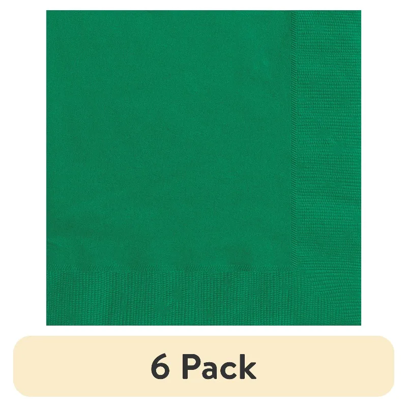 (6 pack) 24 Count 6.5IN x 6.5IN Green Disposable Paper Napkins