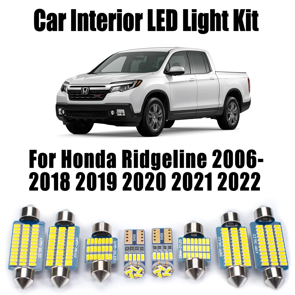 LED Interior Dome Number Plate Light Kit For Honda Ridgeline 2006- 2018 2019 2020 2021 2022 Trunk Reading Bulb Car Accessories