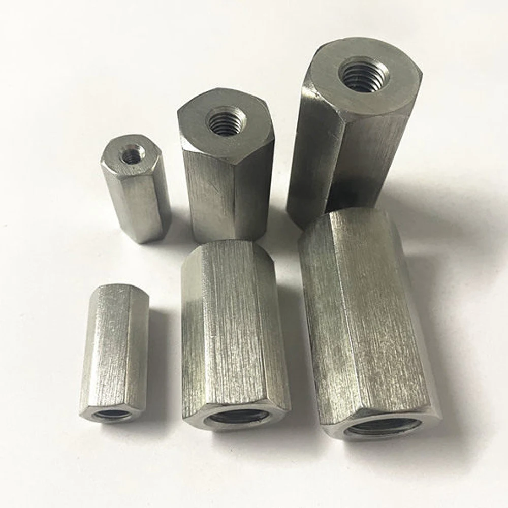 1/2/5pcs M3 M4 M5 M6 M8 M10 to M24  304 Stainless Steel Hexagon Hex Extend Long Rod Coupling Nut Connector Joint Tubular Nut