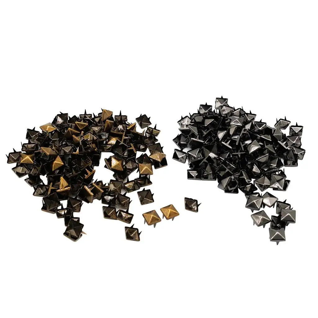 Leathercraft Accessories Pyramid Square Stud Rivets 10mm Iron Metal Studs for Wallet Silver Thread Jeans DIY Decor