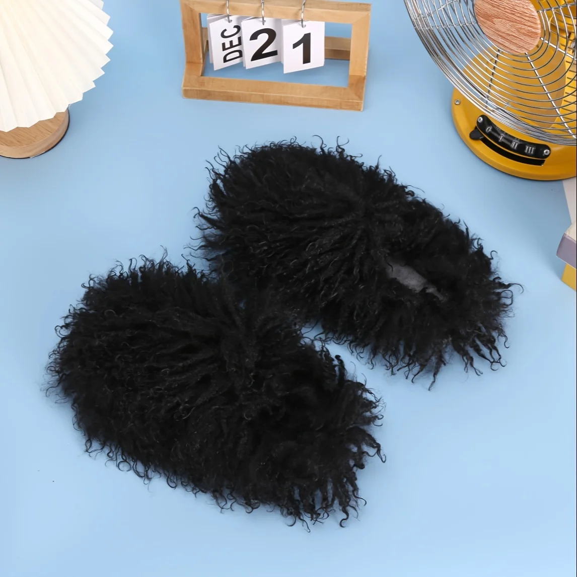 شبشب مريح من الفرو الصناعي للنساء - نعل EVA مبطن بالقطيفة وغير قابل للانزلاق، مثالي لراحة داخلية وهدايا عيد الميلاد #2