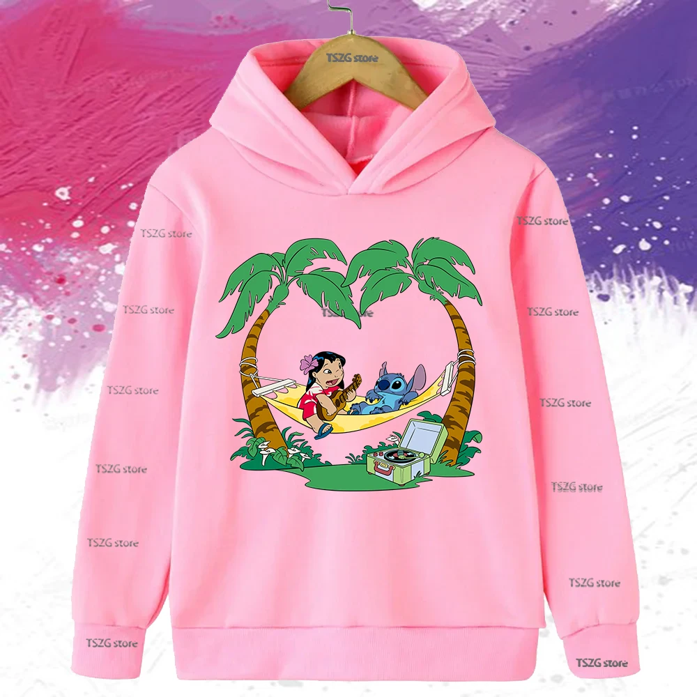 الخريف ديزني غرزة ليلو لطيف مطبوعة الاطفال هوديي Harajuku أزياء الأطفال مقنعين طويلة الأكمام الفتيات الفتيان عارضة البلوز #4