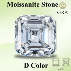 Moissanite Stone Asscher Cut D Color VVS1 Gemstone Lab Grown Diamond for Advanced Jewelry Making Materials with Certificate