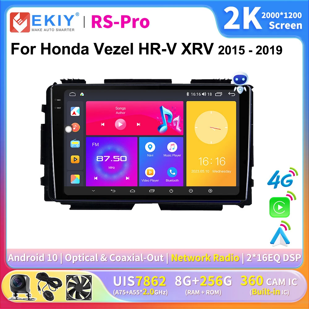 

Автомагнитола EKIY CarPlay Android для Honda Vezel HR-V XRV 2015 -2019 мультимедийный видеоплеер 2K экран 2din Стерео GPS навигация