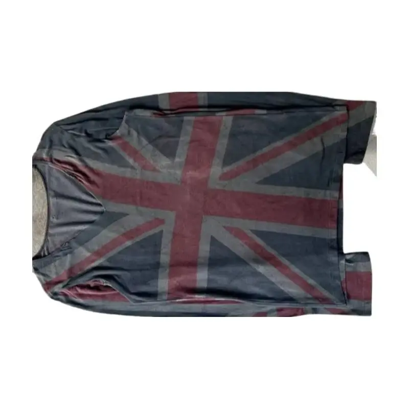 

New Harajuku Vintage British Flag Graphic Top Men High Street Vintage Streetwear Gothic Punk V-neck Long-sleeved T-shirt Women