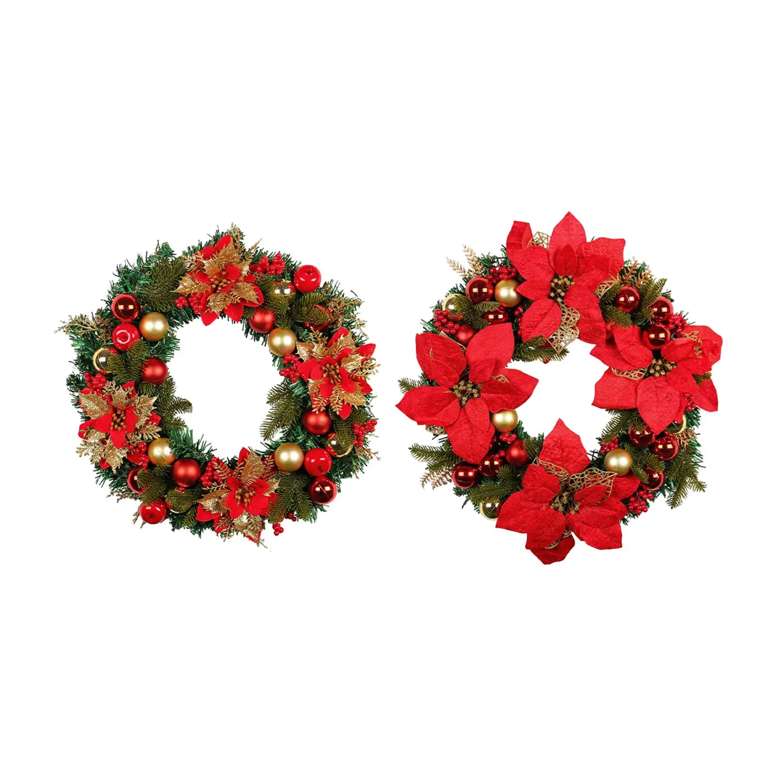 Christmas Wreath Decorative Green Xmas Decoration with Berries Clusters and